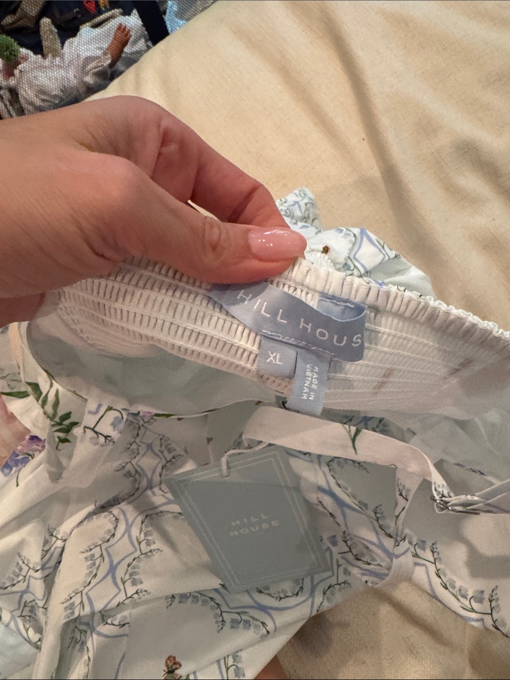 Hill House White Sundress with Blue Motif & Floral Accents - Picture 8 of 11